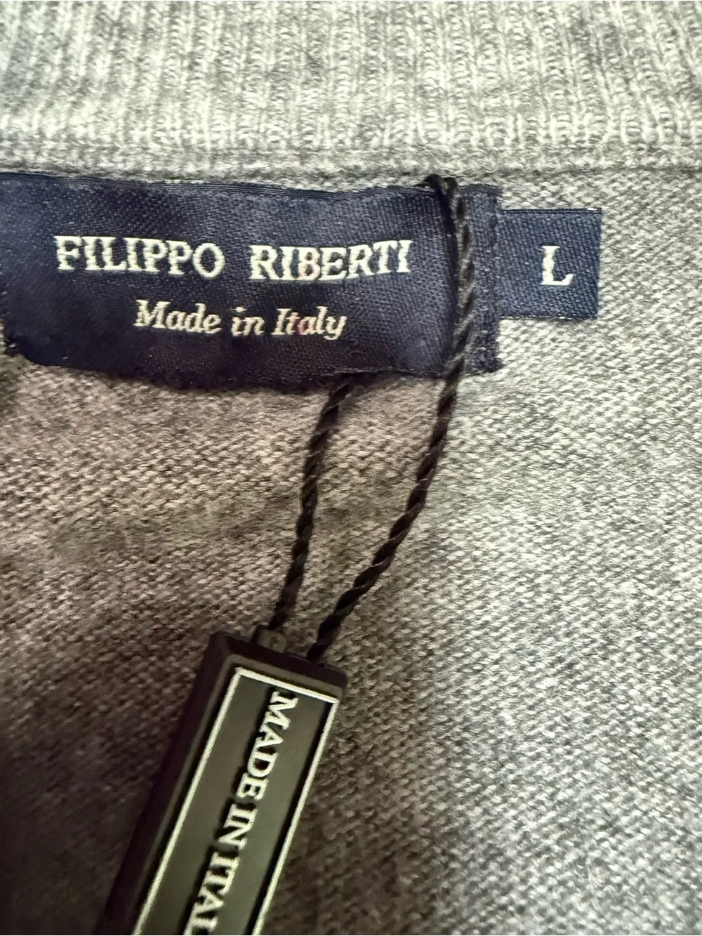 Filippo Riberti Italy Cashmere Wool 1/4 Zip Sweater Gray Men’s L NWT Luxury